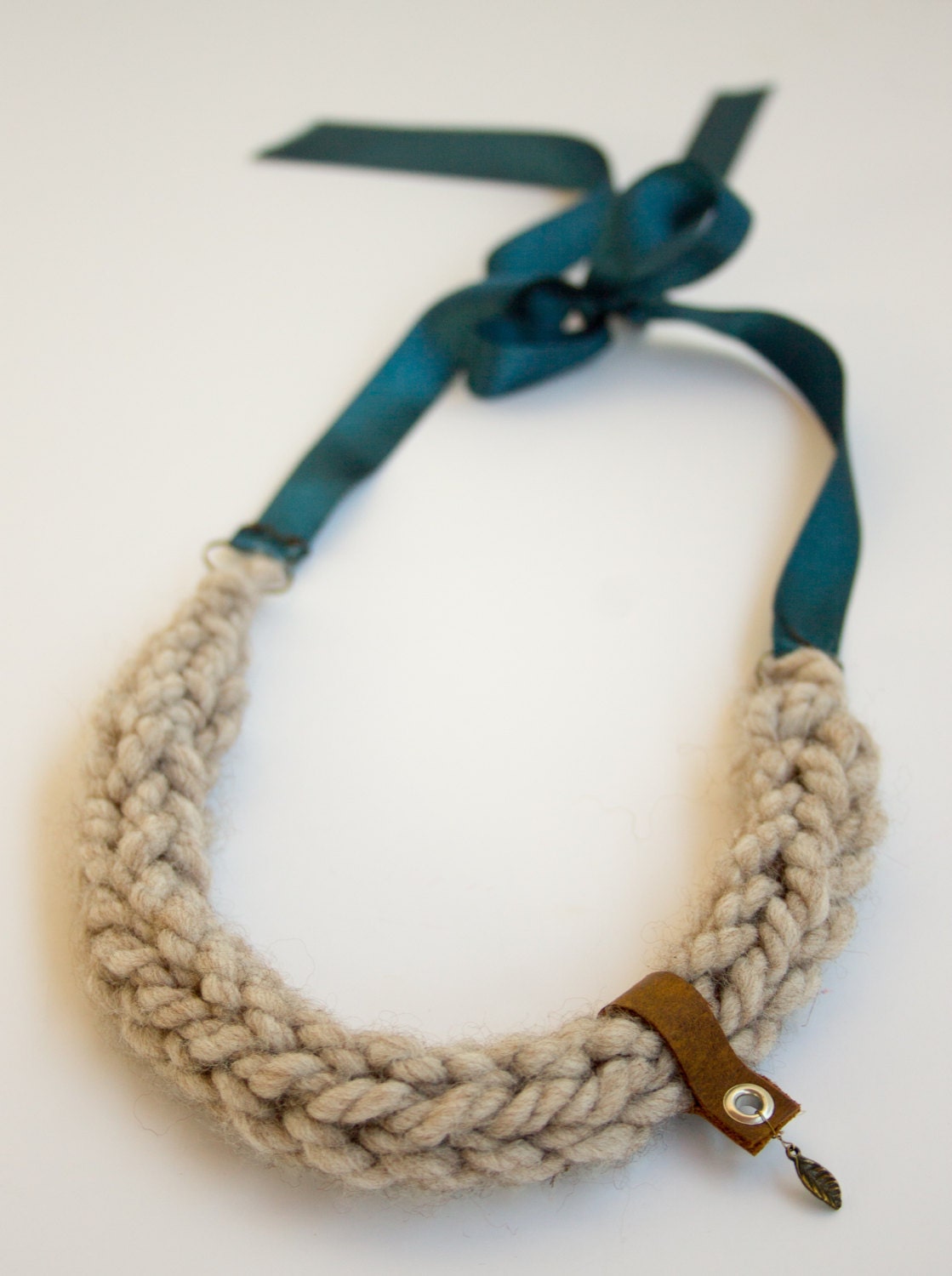 15 SALE Big Bold Wool Necklace Textile Necklace Wool