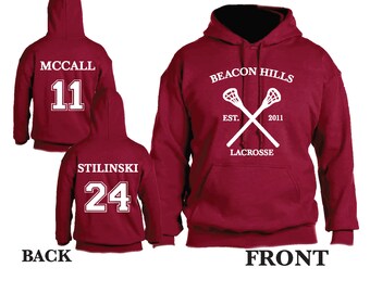 Teen Wolf Beacon Hills Lacrosse Hooded Sweatshirt Sports Scott McCall 11 Hoodie Stiles Stilinksi 24 Lacrosse Hoodie