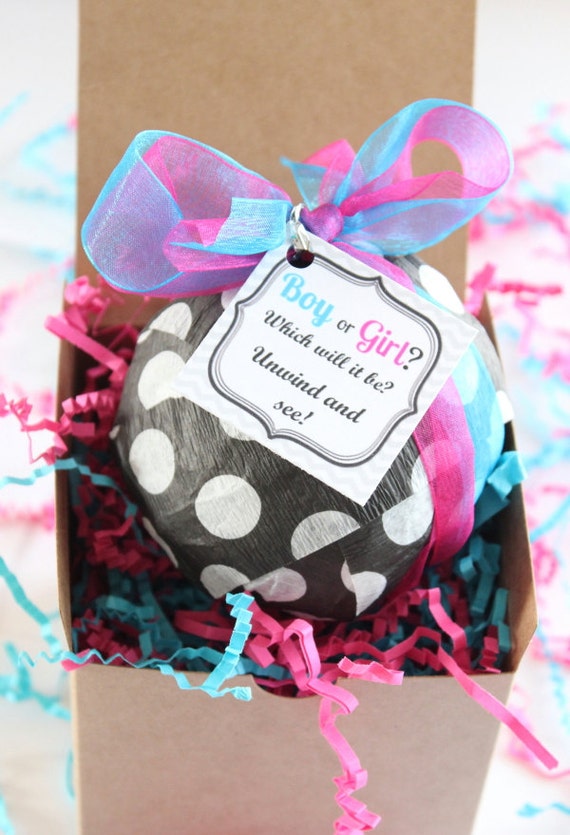 Gender reveal surprise gift ballsend a by GlitterSaturday on Etsy