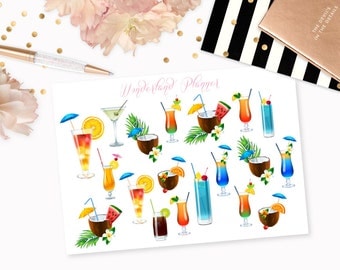 Colourful Summer Cocktails Decorative Planner Stickers