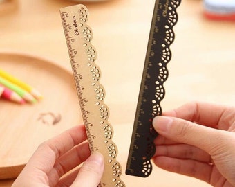 Scalloped Wooden Ruler 15 cm - Natural, Black, Stationary Writting Supplies