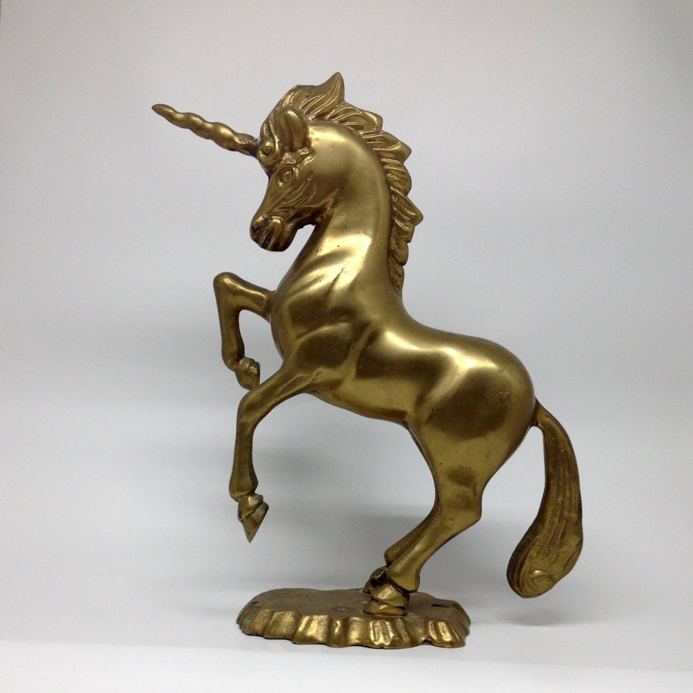 solid brass unicorn statue