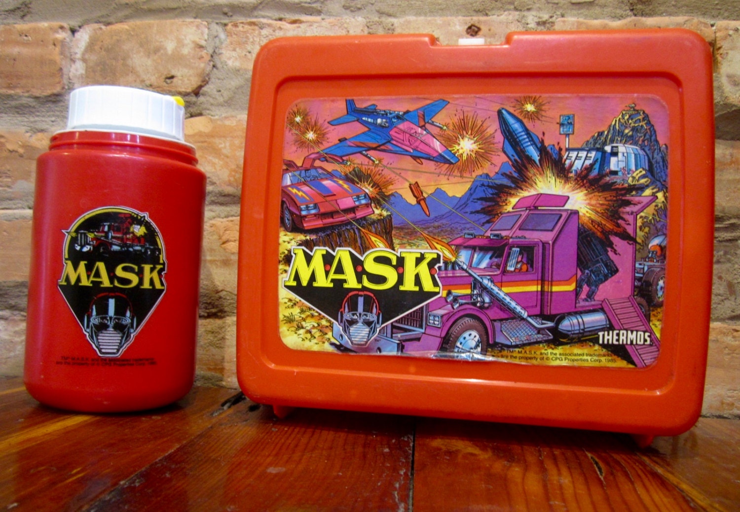 1985 MASK Lunchbox With Thermos Vintage Plastic Lunch Box