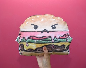 Angry Burger Pillow/ Colorful Stuffed Animal Burger Plush Doll Cushion Toy