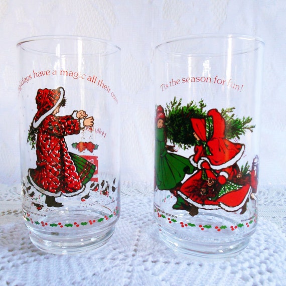 Sale 2 Holly Hobbie Glasses Christmas Glass Coca Cola