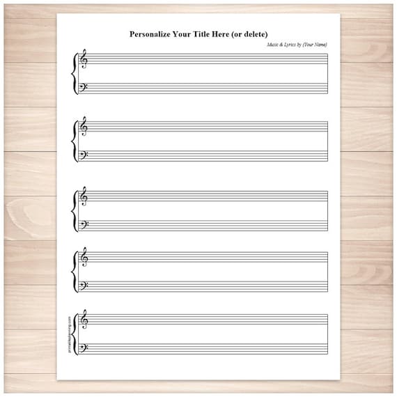 Printable personalized Piano Sheet Music BLANK Piano and
