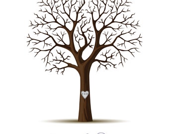 Personalised Wedding Guest Book Fingerprint Tree - Solid - DIGITAL FILE