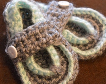 Crochet baby Flip flop, Newborn shoe, Mint green flip flop, Strap flip flop