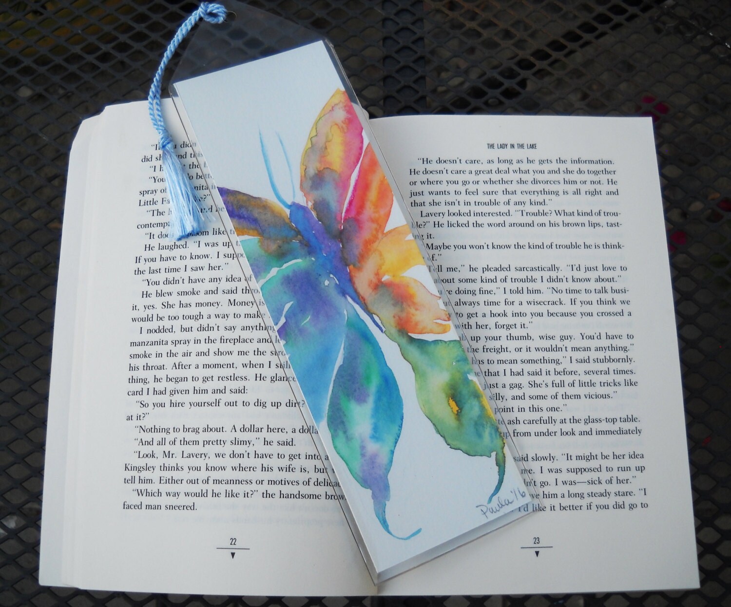 Original Watercolor Bookmark NOT A PRINT Colorful Butterfly