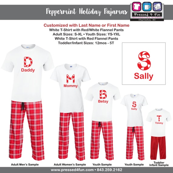 Holiday Pajamas Peppermint Design Christmas by Pressed4Fun