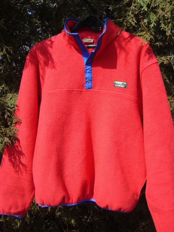 LL Bean Vintage Red Fleece Pullover 90s fleece
