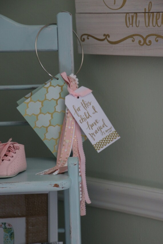 Baby Girl Blessing Ring Pink and Gold Baby Shower Girl