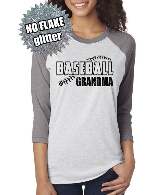 GLITTER Baseball Grandma Shirt 3/4 length Baseball Tee for