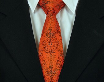Orange Black Necktie, Orange Black Tie, Black Necktie, Mens Necktie, Mens Tie, Black Tie, Orange Necktie, Orange Tie, Father, Dad, Gift, And