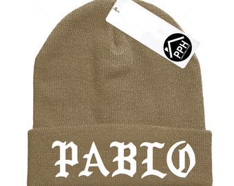 Pablo Beanie Hat Sand Military Green Beenie Winter Skull EMBROIDERED CUSTOM EMBROIDERY Hat Wooly Tour Yeezus Hoodie