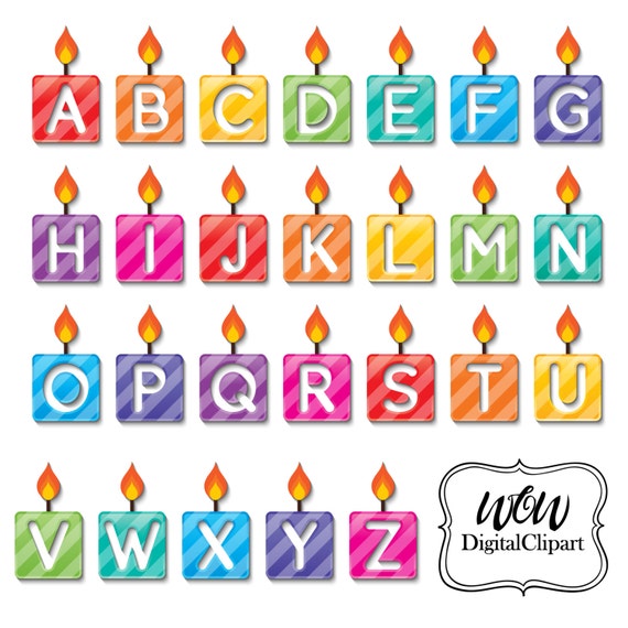 Birthday Alphabet Clipart Digital Alphabet Clip ArtDigital