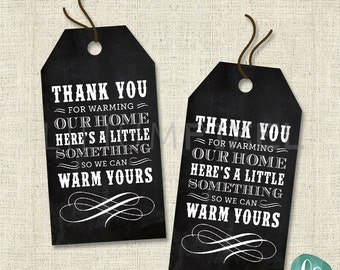 Housewarming Party Favor Tag / Housewarming Party Invitation / Printable Thank You Tags / Chalkboard Housewarming Favour Tags