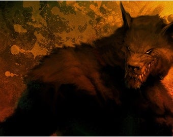 terrifying werewolf with sharp teeth & evil eyes POSTER 24X36 MENACING TERROR