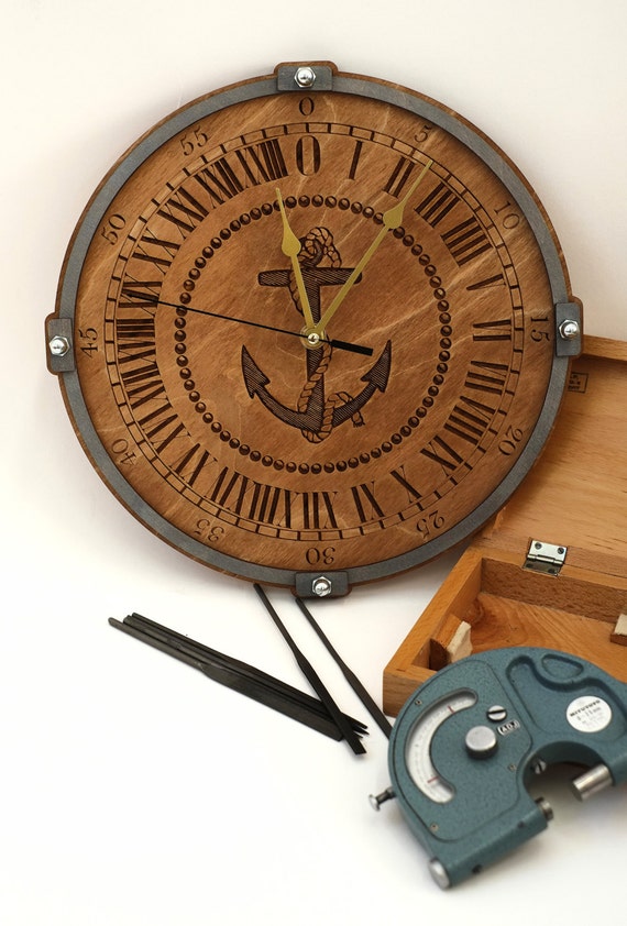 Anchor 24 hours Large wall clock Anniversary Gift nautical