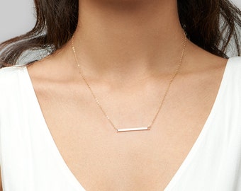 Dainty Bar Necklace . Skinny Bar Necklace . Gold Layering Necklace in 14kt Gold Fill, Sterling Silver, Rose Gold Fill H235