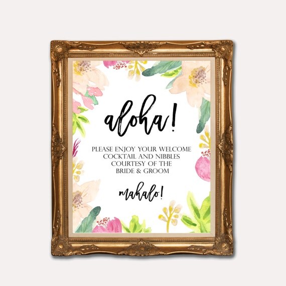 Wedding welcome sign Aloha instant download printable