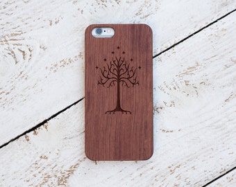 Lords of The Rings Tree Of Gondor, Wood Case, iPhone 7, 7 Plus, 6s, 6 6 Plus, 5s, 5, SE, Samsung Galaxy S7, S6, Note 7 Laser Engraved #4084