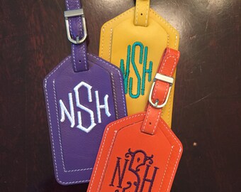 Monogrammed Leather Luggage Tag