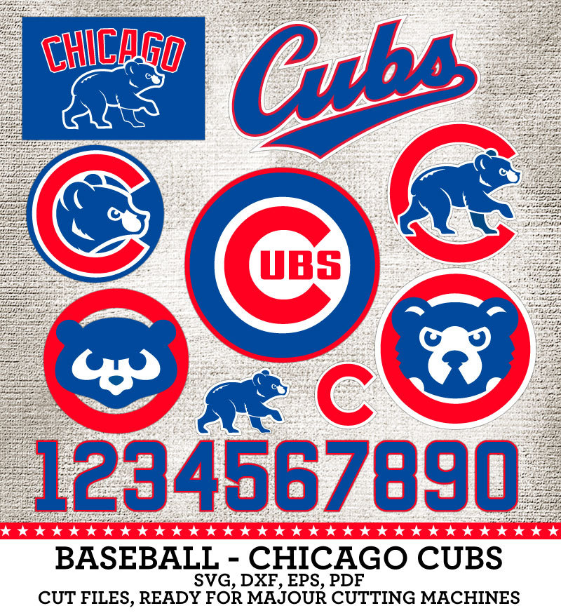 Download Chicago Cubs Baseball Logos & Numbers SVG dxf by ...