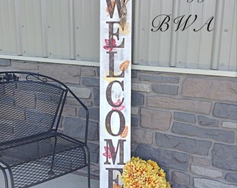Primitive fall welcome sign, fall porch sign, autumn porch sign, rustic welcome porch sign, front porch sign, wood fall decor, fall decor