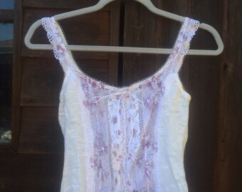 M494C Daisy Lace Tank Leo - Pink