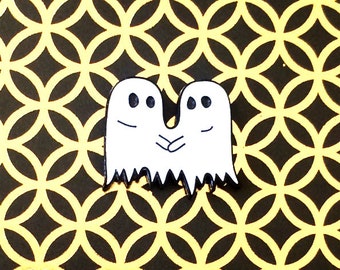 2 Ghosts 1 Sheet glow in the dark enamel pin