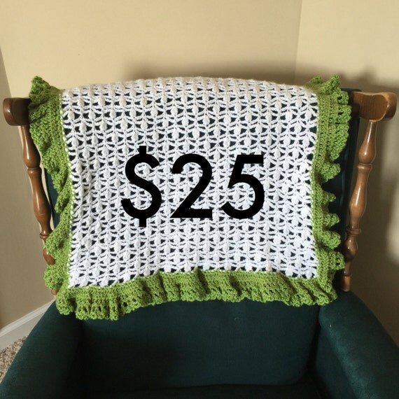 Kris Kross Unisex Green and White Baby Blanket