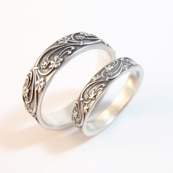 Wedding Band Set Wedding Rings Art Deco Wedding Ring