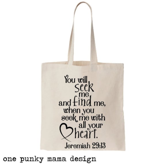 Bible Tote Bag Church Tote Bag Jeremiah 29:13 Scripture