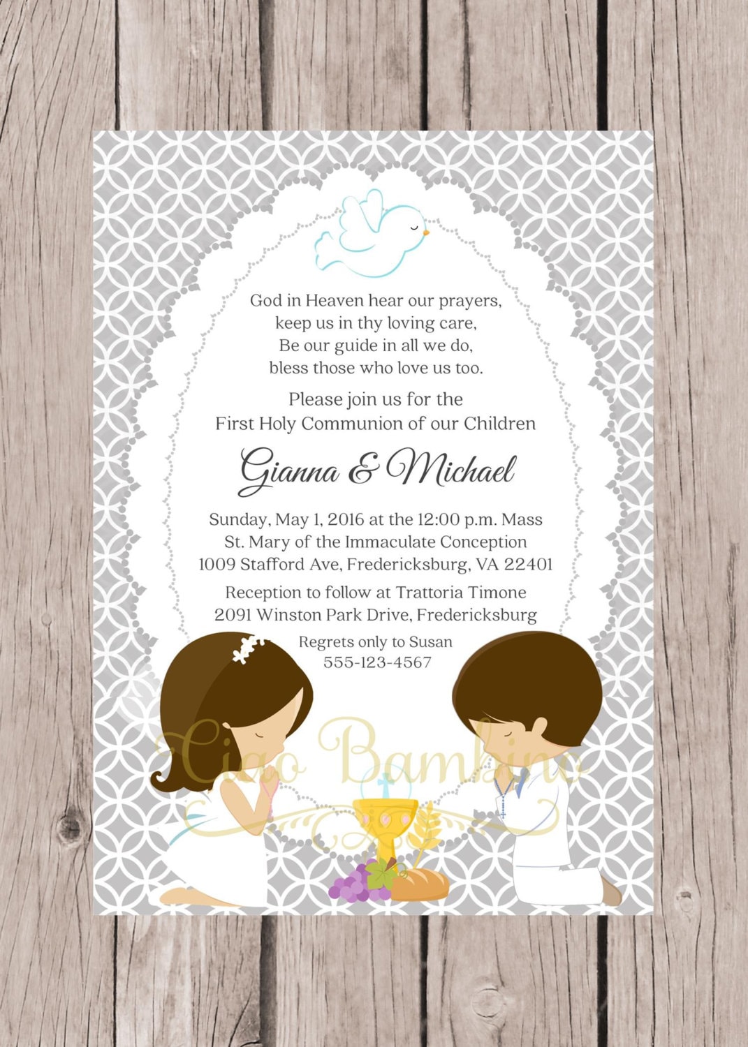 Invitations Communion For Twins 8