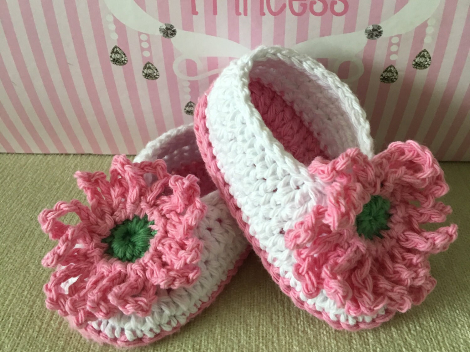 Pink Flower Slippers Newborn Booties Toddler Slippers Pink