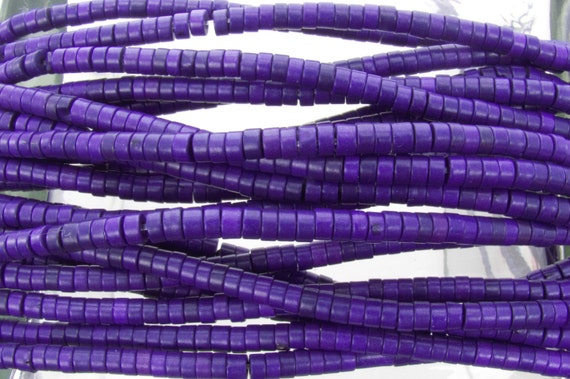 4x2mm Dyed Synthetic Stabilized Purple Turquoise Heishi Beads