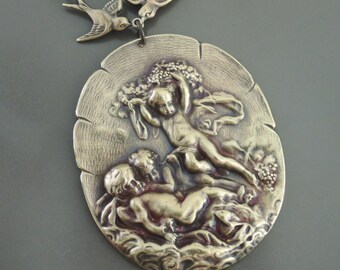 Vintage Pendant - Angel Pendant - Brass Stamping - Large for Necklace - handmade pendant