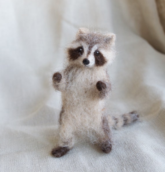 Raccoon Needle Felted Baby