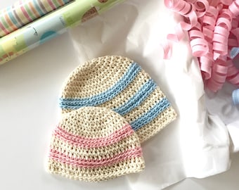 Crochet Baby Hat PATTERN - Sweet Stripes Hat - Baby Hat Pattern - 5 sizes