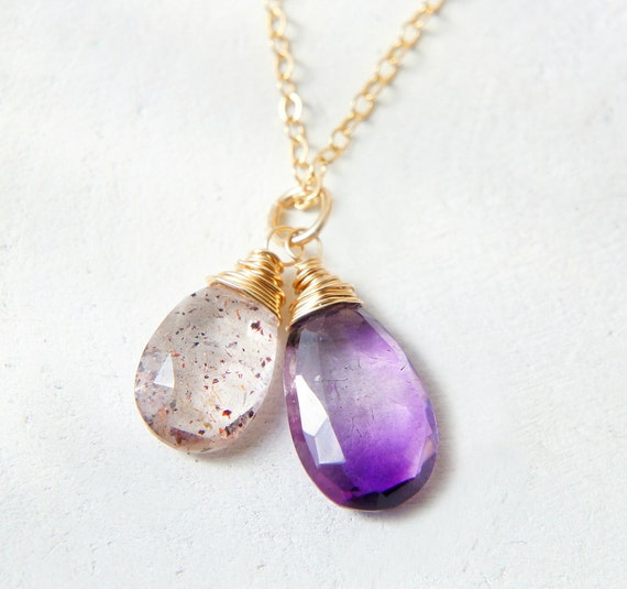 Purple Super Seven Pendant Healing Crystal Jewelry by Yukojewelry