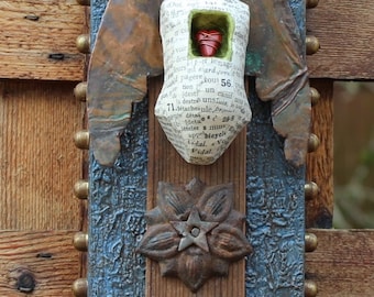Assemblage Art Found Object Shrine "Soaring with Courage"