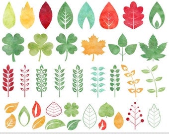 Leaves Clipart Watercolor Leaves Clip Art Autumn Leaves Clipart Vector Leaves Silhouette Doodle Leaf Clipart Invitations Scrapbooking Leaves