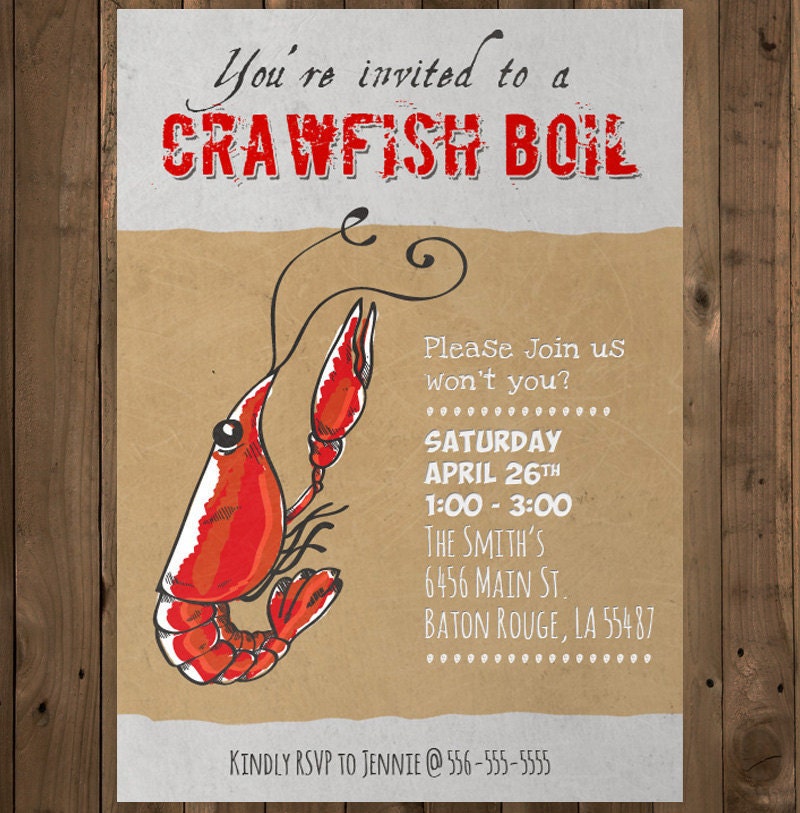 Crawfish Boil Invitation printable PDF