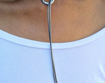Leather Wrap Choker, Spike Choker, Wrap Around Choker, Spike Necklace, Lariat, Tie Necklace, Leather Lariat, Gift for Her
