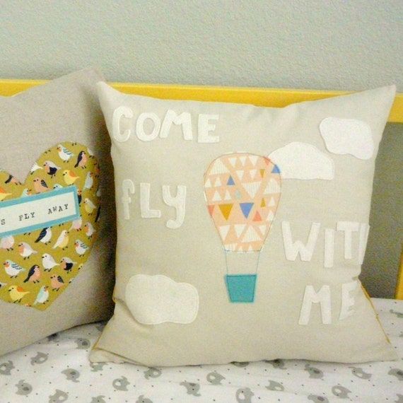 Come Fly With Me Pillow Pillow Cover Adventure by OliveHandmade