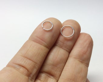 20g - 18g - 16g simple sterling silver hoop - nose ring - helix earring - helix piercing - tragus - cartilage earring - rook piercing