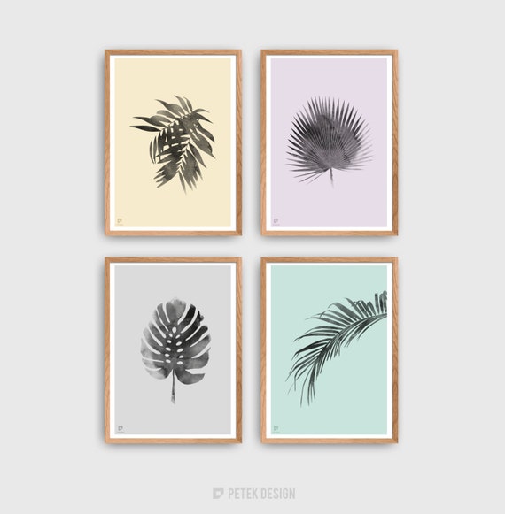 Botanical Print Set | Minimalist Posters | Tropic Wall Decor | Watercolor Plant Prints | Scandinavian Style Home Decor | Gallery Wall Art