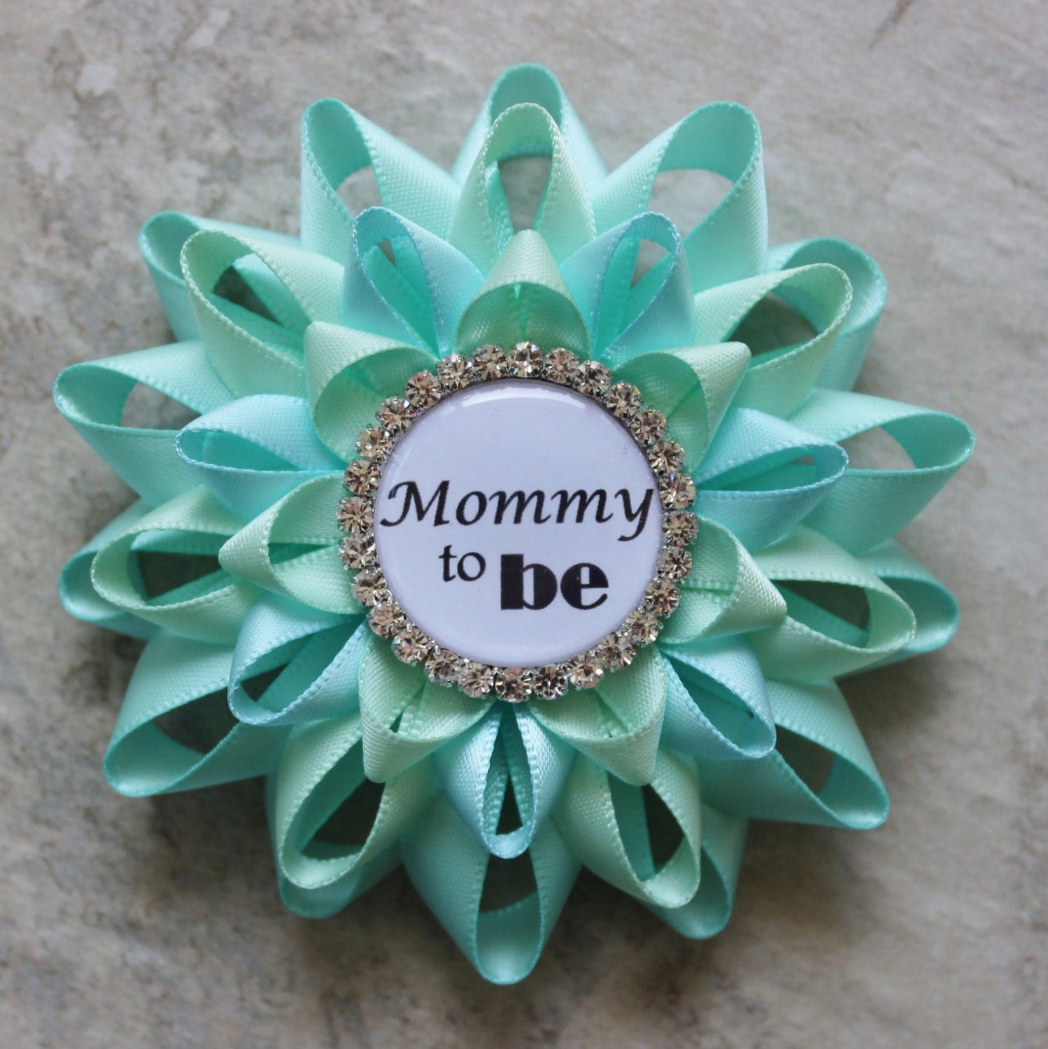 Mommy to Be Pin, Grandma to Be Pin, New Aunt to Be Pin, Nana to Be, Baby Shower Corsage, Aqua 