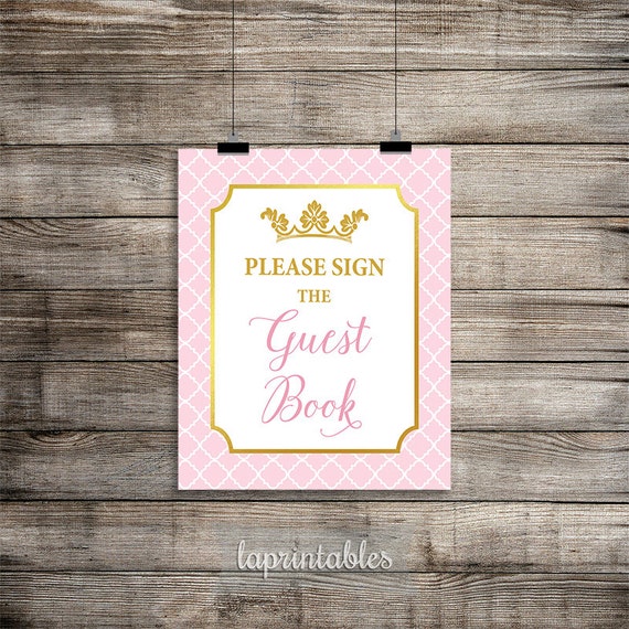 t table printable by Please Pink Sign Guest Book Gold and Sign Baby The